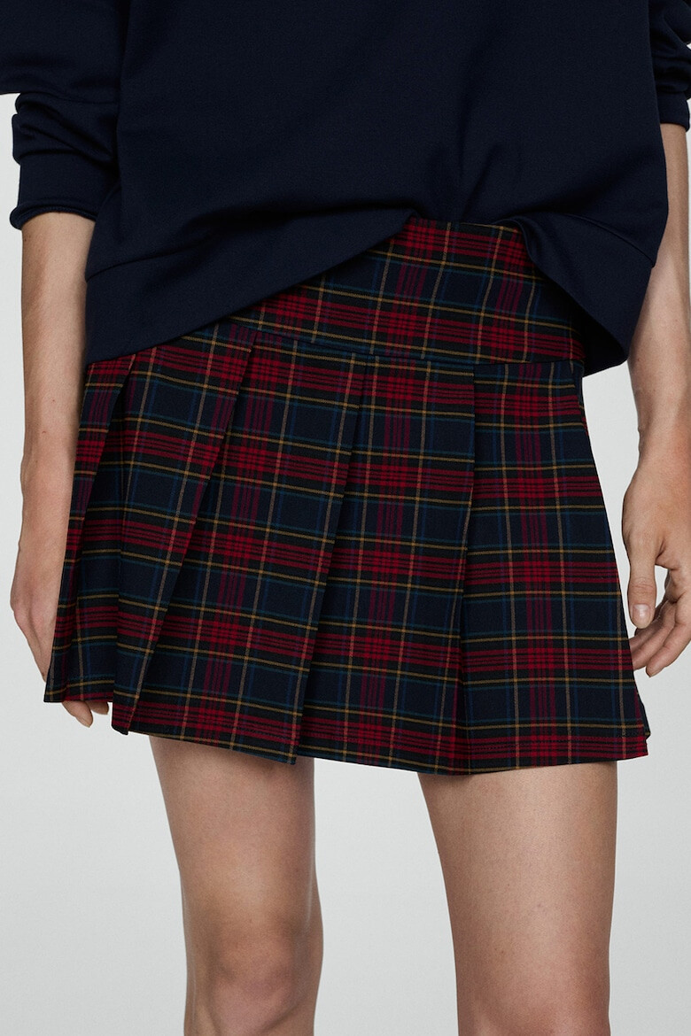 Mango Fusta plisata cu imprimeu tartan - Pled.ro