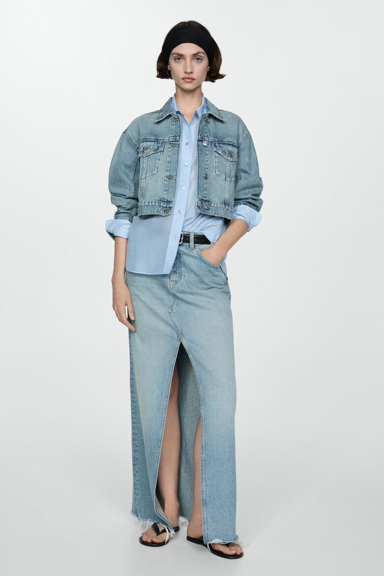 Mango Jacheta crop din denim Amy - Pled.ro