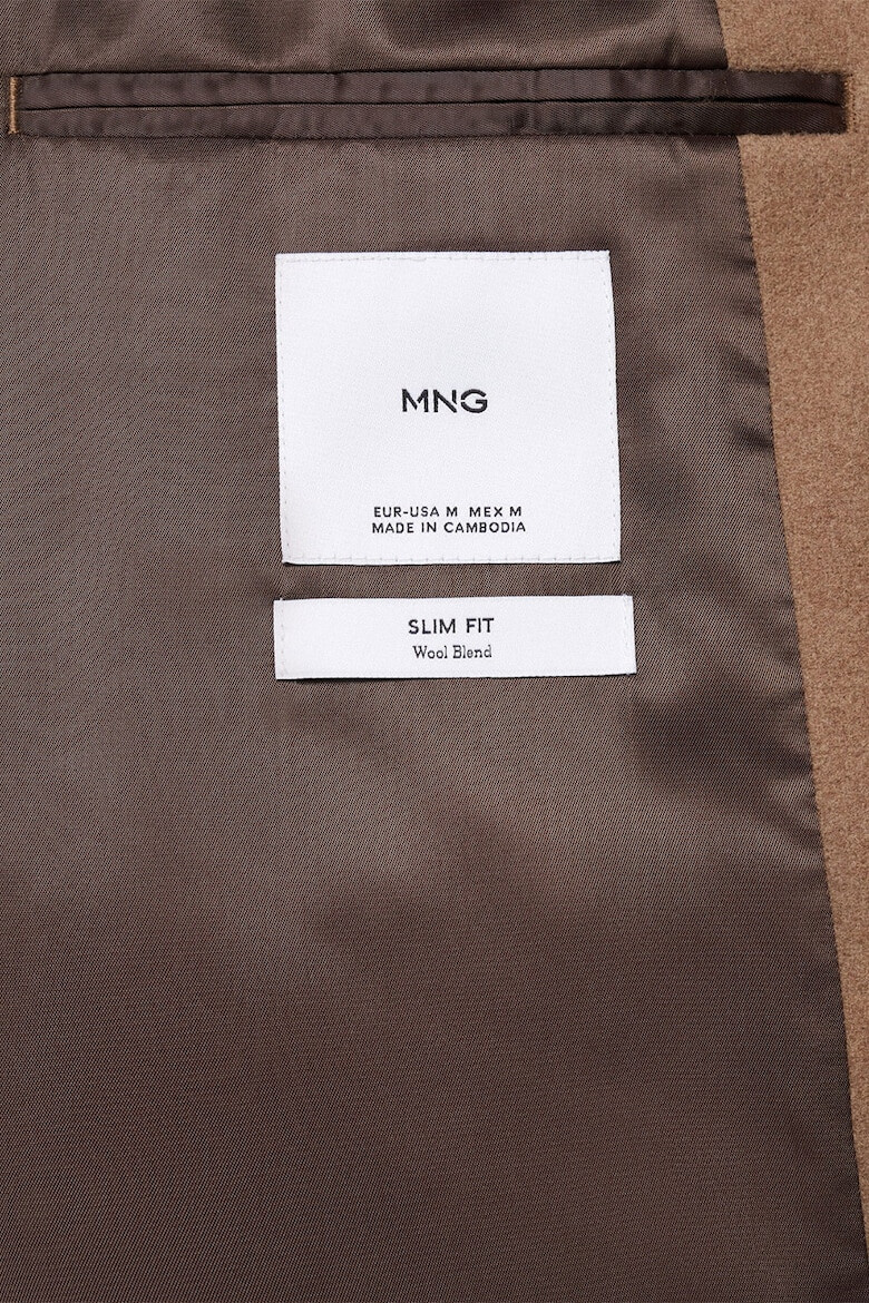 Mango Palton slim fit din amestec de lana Haki - Pled.ro