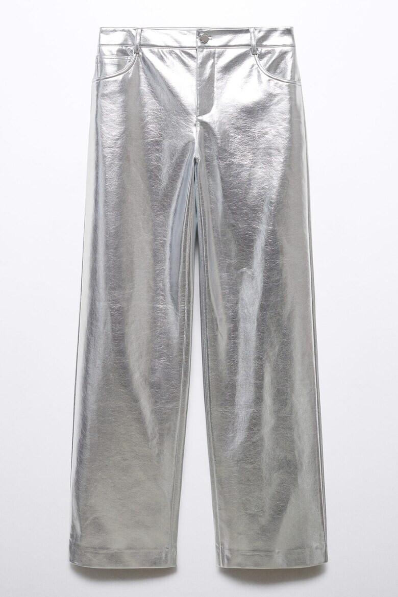 Mango Pantaloni ampli cu aspect metalic Silver - Pled.ro