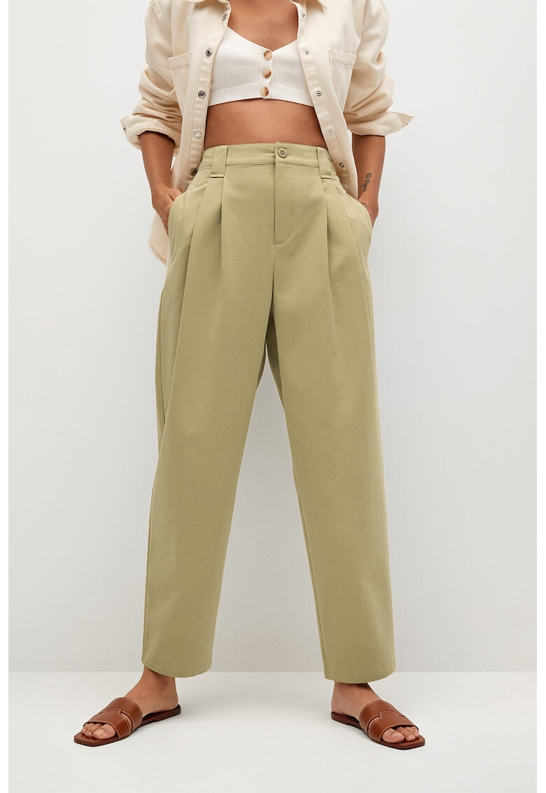 Mango Pantaloni conici cu pliuri Mint - Pled.ro