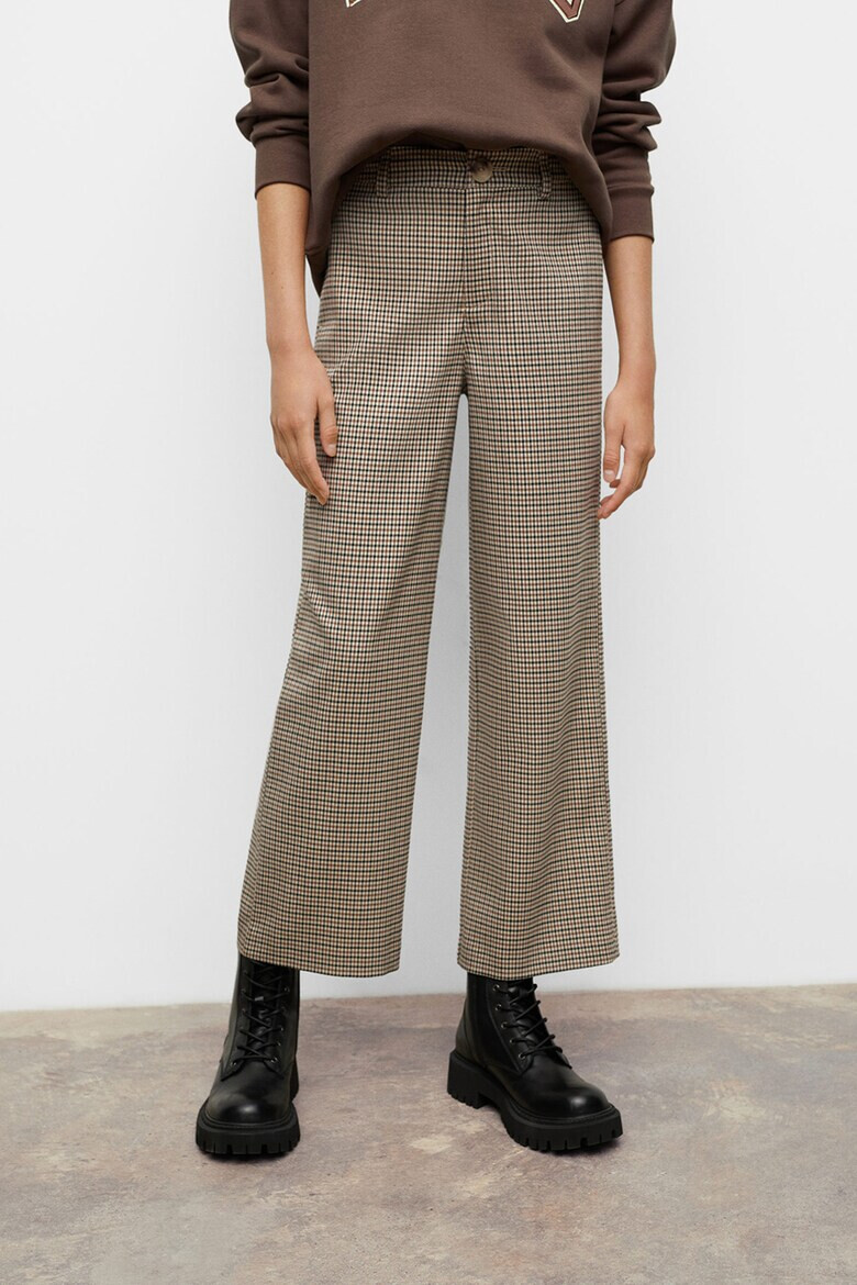 Mango Pantaloni crop cu imprimeu in carouri - Pled.ro