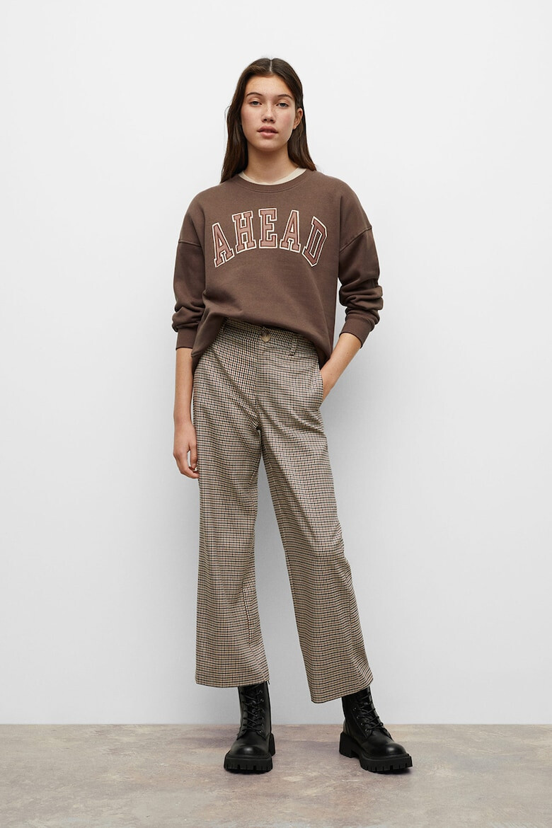 Mango Pantaloni crop cu imprimeu in carouri - Pled.ro