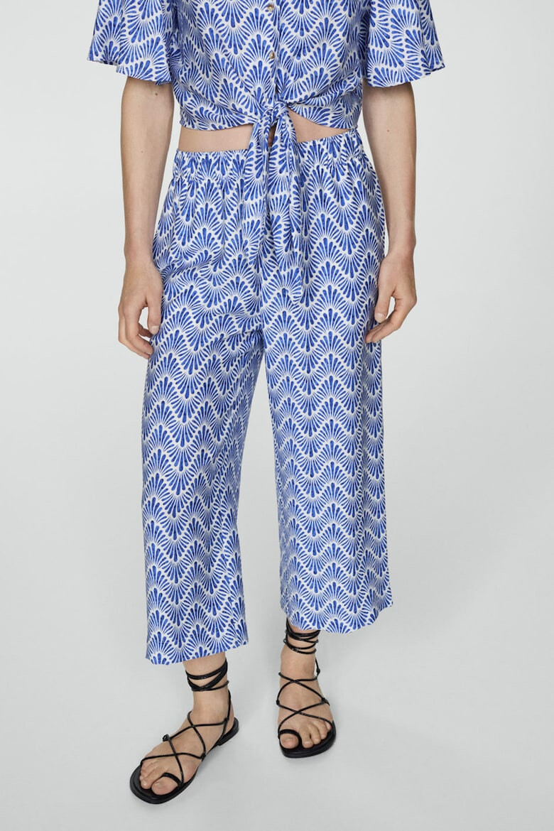 Mango Pantaloni crop cu imprimeu Life - Pled.ro