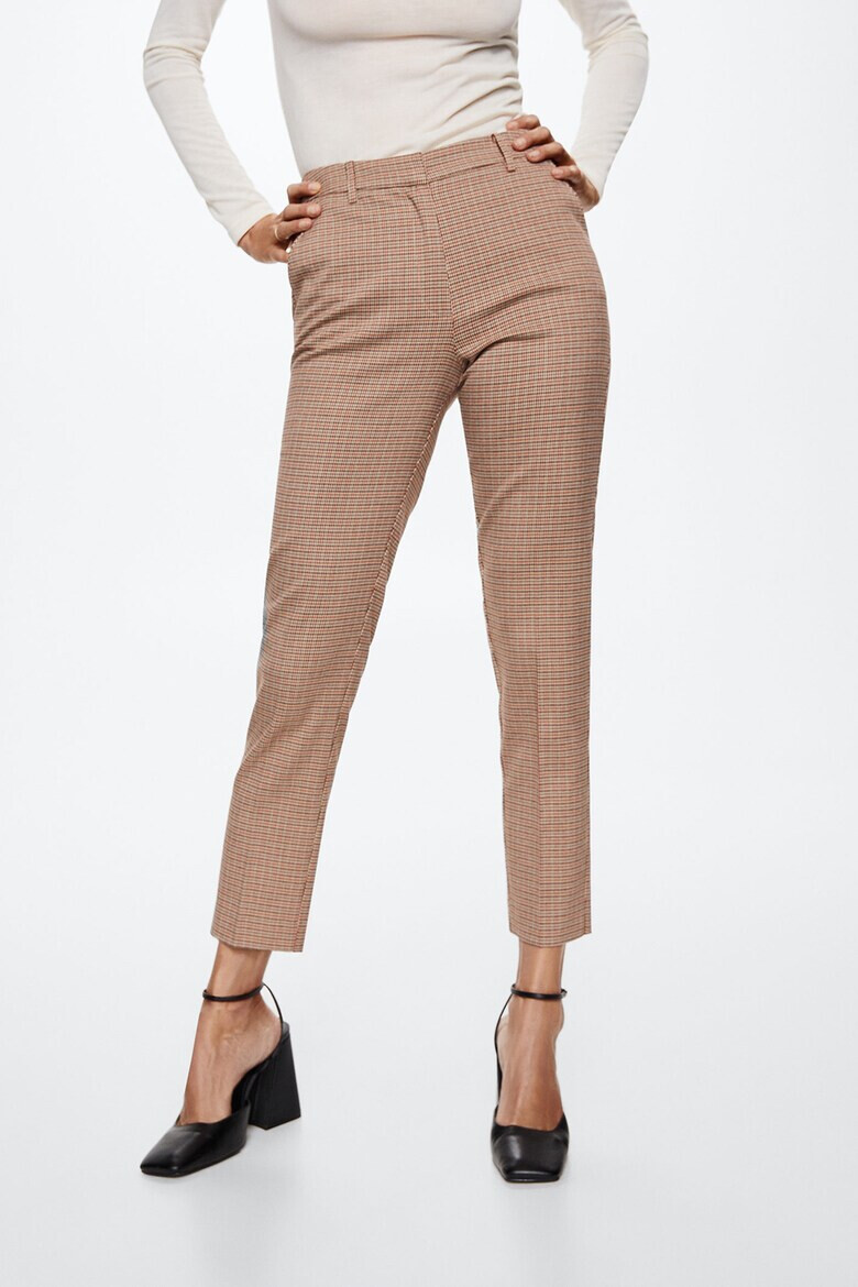 Mango Pantaloni crop cu model houndstooth Warm - Pled.ro