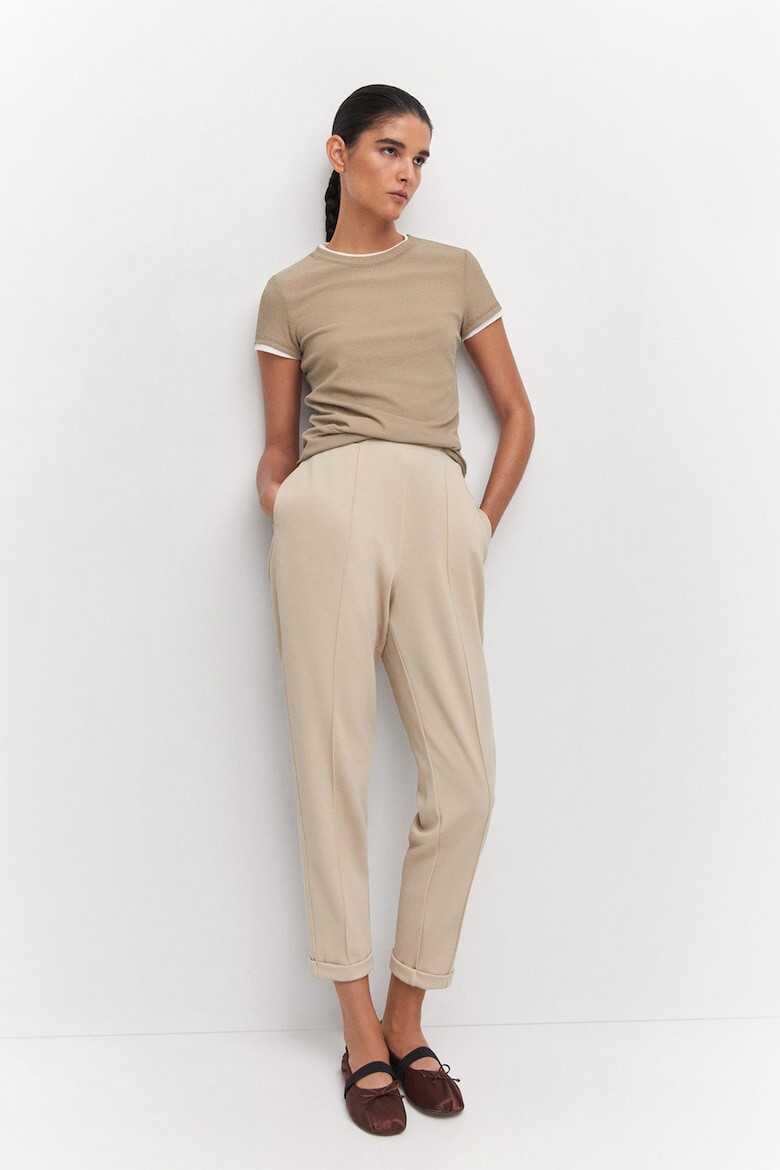 Mango Pantaloni crop cu talie inalta Pique - Pled.ro