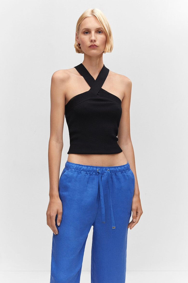 Mango Pantaloni crop de in cu snur - Pled.ro