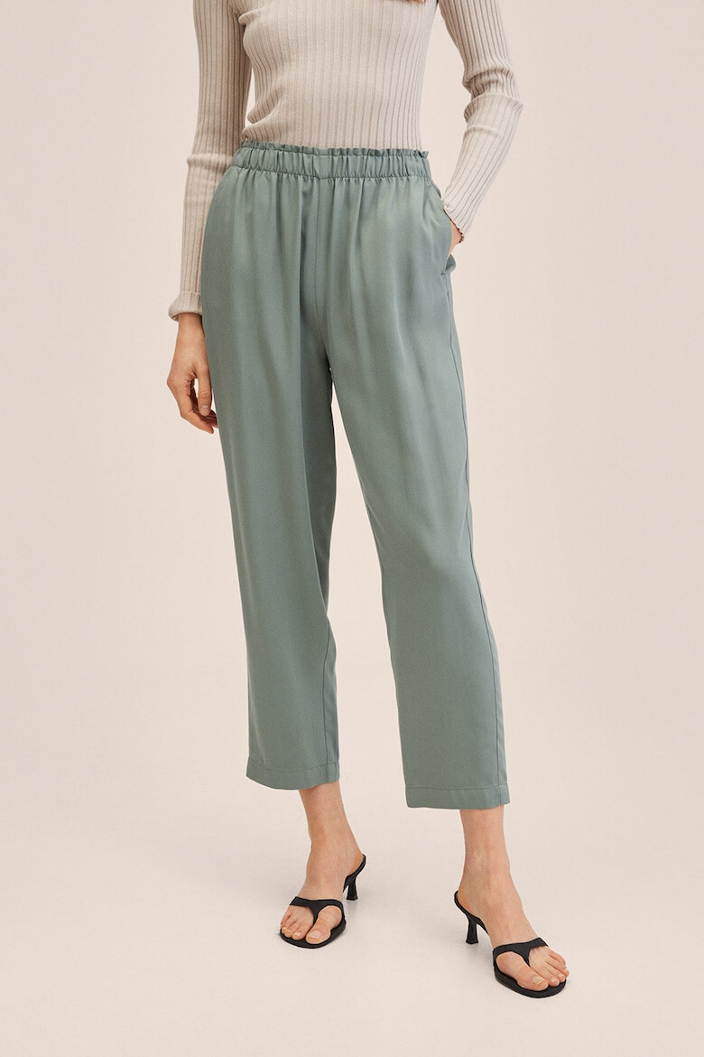 Mango Pantaloni crop din amestec de lyocell cu talie elastica Fluido - Pled.ro