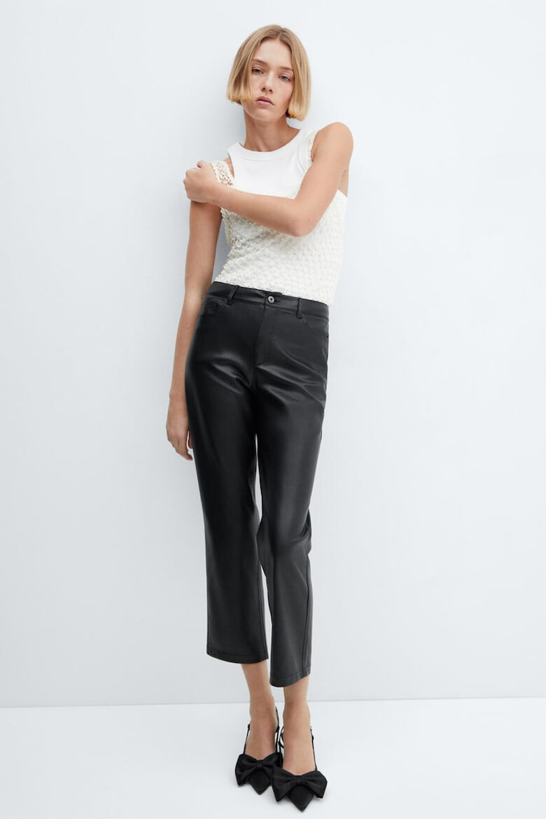 Mango Pantaloni crop din piele ecologica Lille - Pled.ro