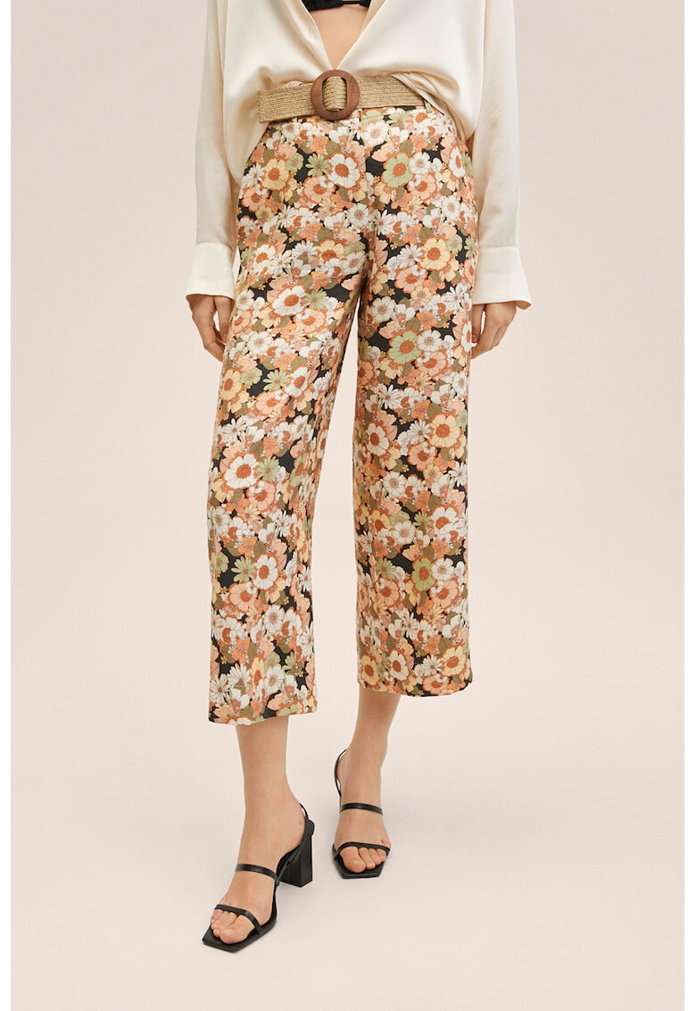 Mango Pantaloni culotte crop cu model floral Palace - Pled.ro