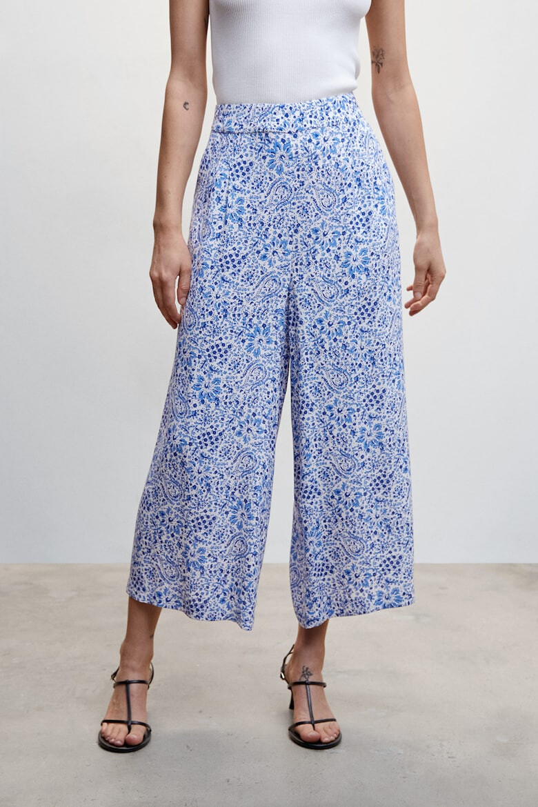 Mango Pantaloni culotte cu imprimeu si buzunare Life - Pled.ro