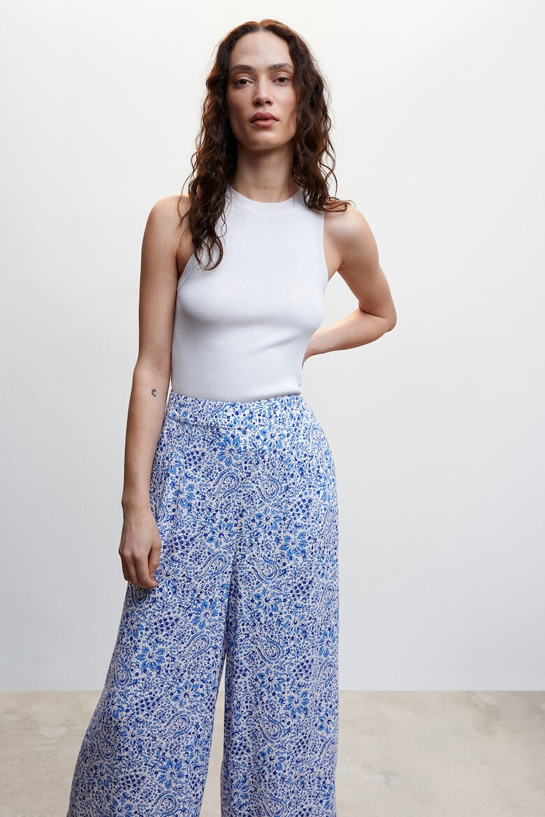 Mango Pantaloni culotte cu imprimeu si buzunare Life - Pled.ro