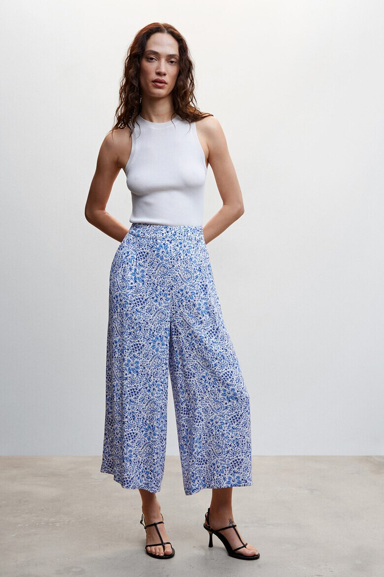 Mango Pantaloni culotte cu imprimeu si buzunare Life - Pled.ro