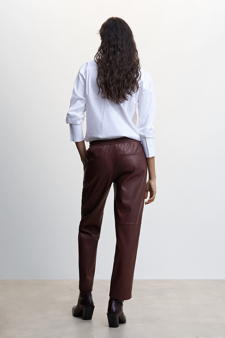 Mango Pantaloni de piele ecologica cu snur in talie Apple - Pled.ro