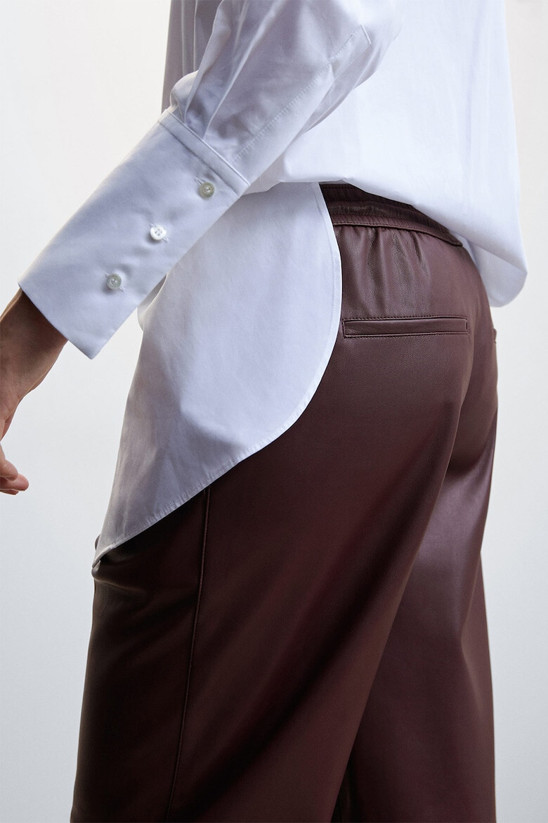 Mango Pantaloni de piele ecologica cu snur in talie Apple - Pled.ro