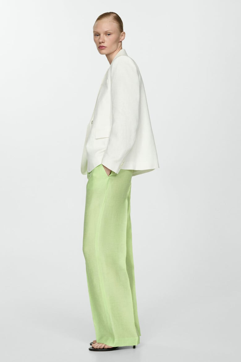 Mango Pantaloni din amestec de lana cu croiala ampla Lime - Pled.ro