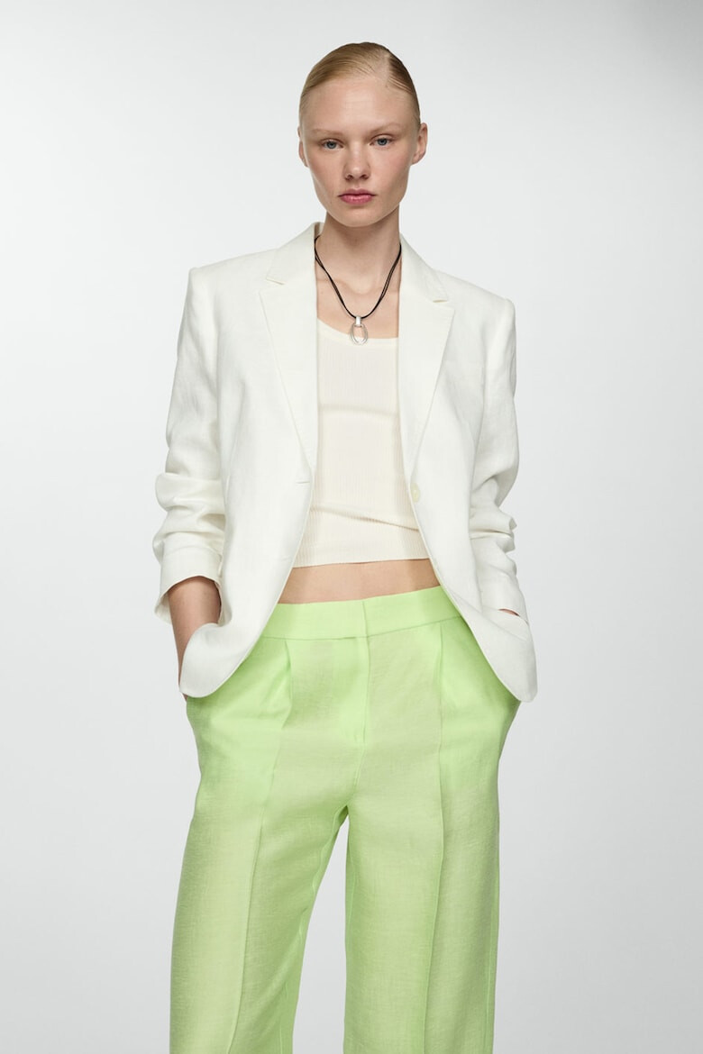 Mango Pantaloni din amestec de lana cu croiala ampla Lime - Pled.ro