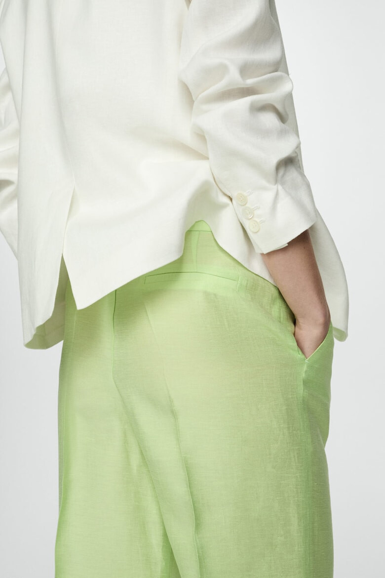 Mango Pantaloni din amestec de lana cu croiala ampla Lime - Pled.ro