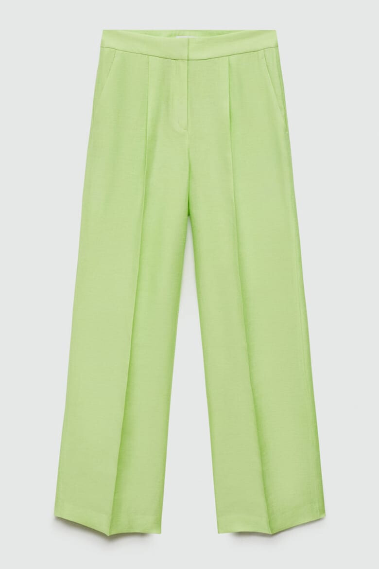 Mango Pantaloni din amestec de lana cu croiala ampla Lime - Pled.ro