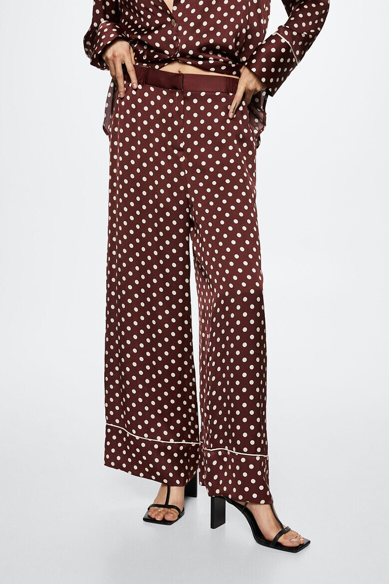 Mango Pantaloni din satin cu buline - Pled.ro