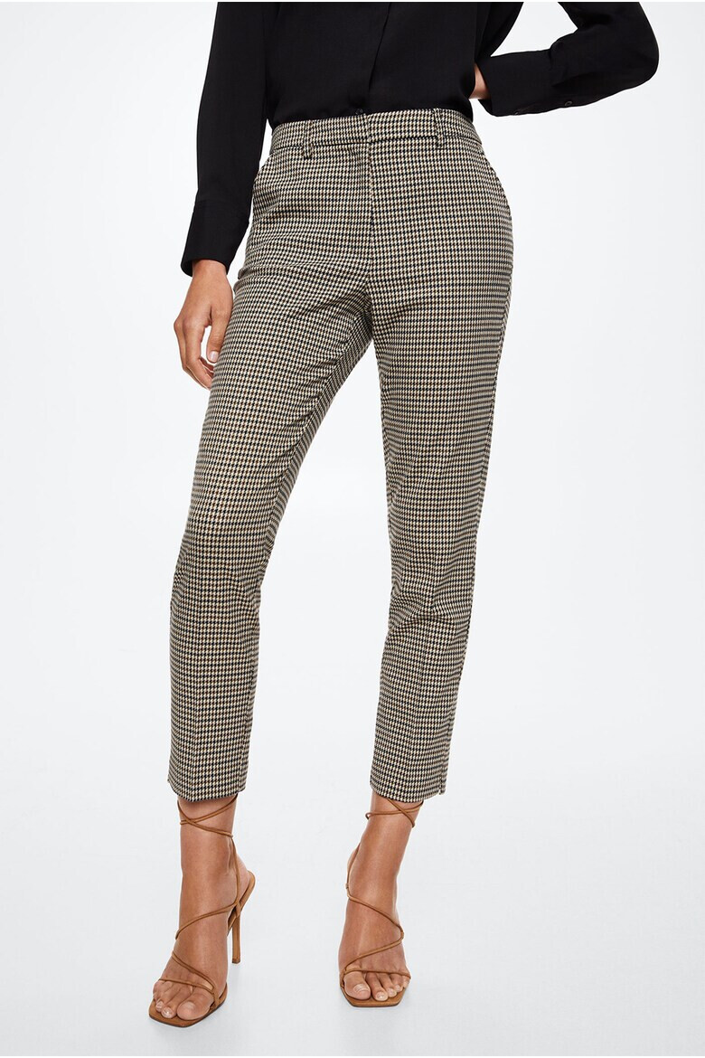 Mango Pantaloni eleganti skinny cu imprimeu houndstooth Warm - Pled.ro