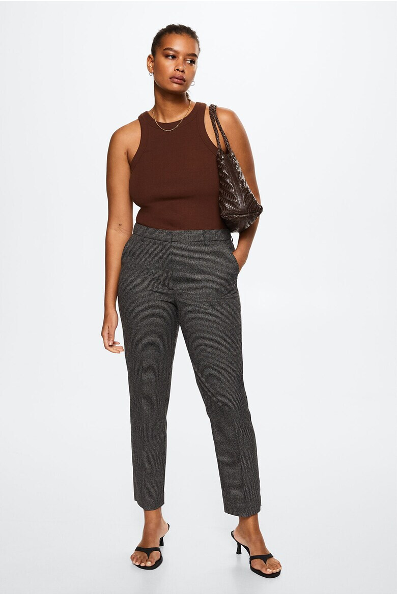 Mango Pantaloni eleganti skinny cu imprimeu houndstooth Warm - Pled.ro