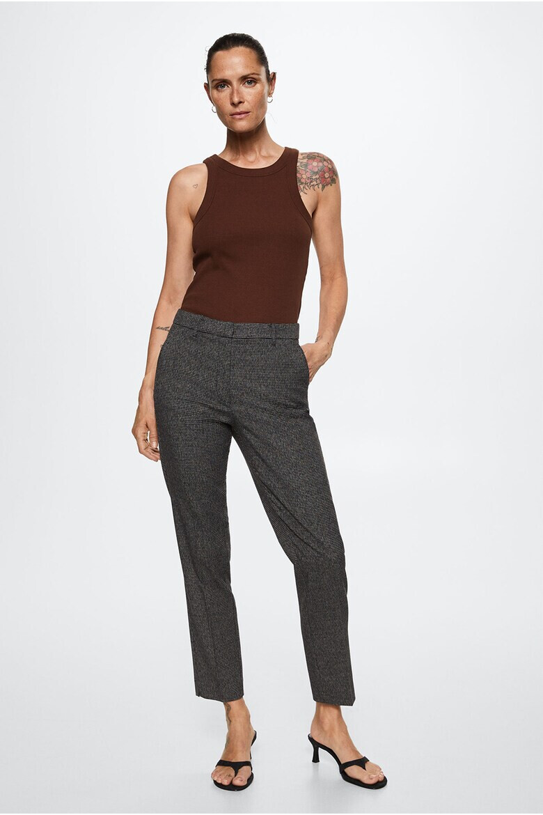 Mango Pantaloni eleganti skinny cu imprimeu houndstooth Warm - Pled.ro