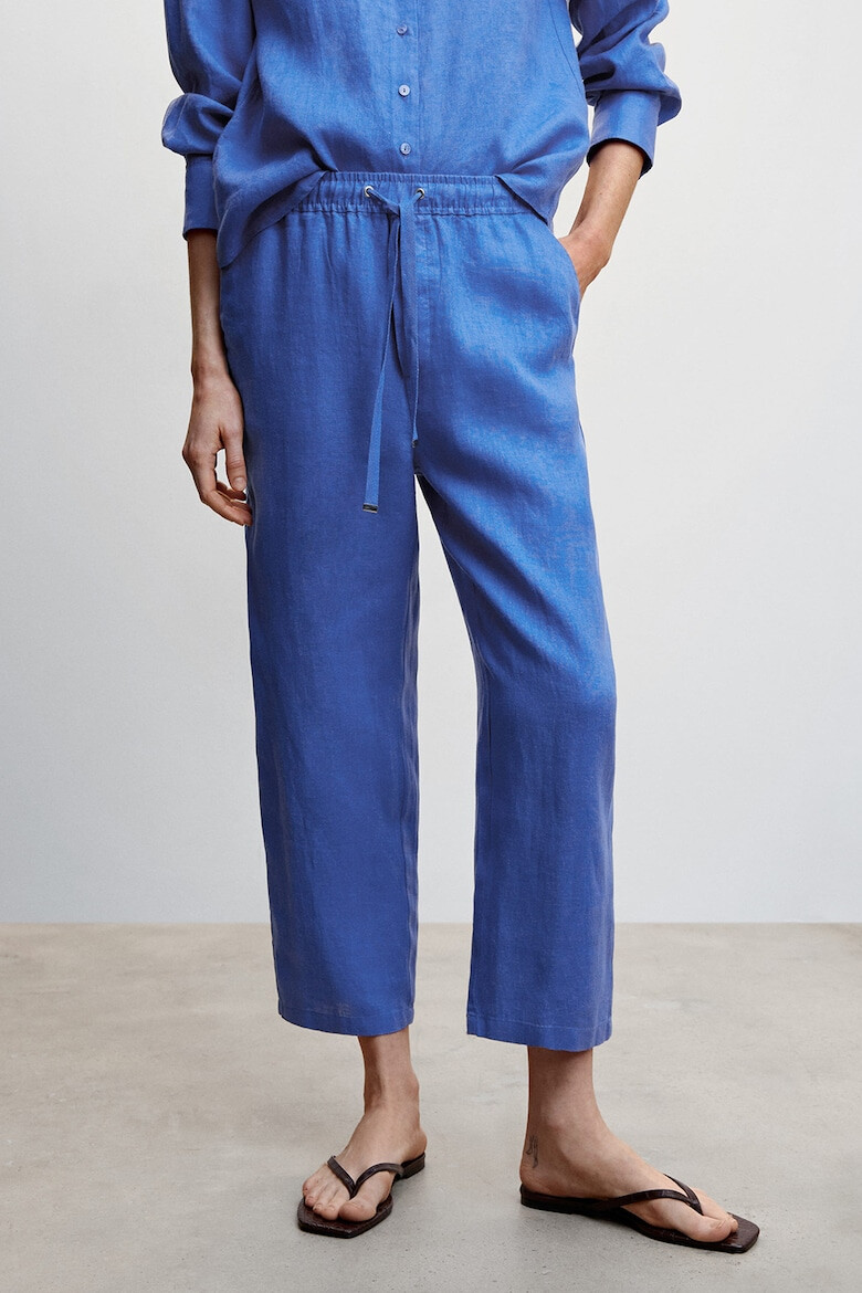 Mango Pantaloni jogger crop din in cu snur de ajustare in talie - Pled.ro