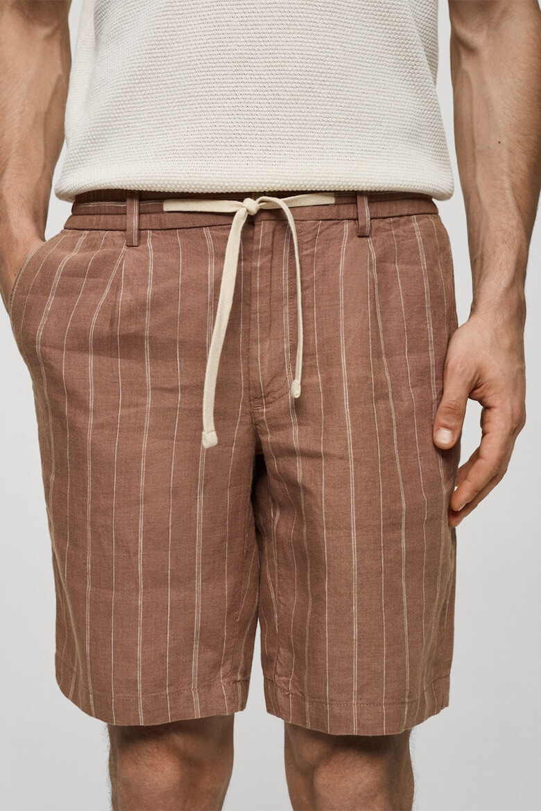 Mango Pantaloni scurti de in cu snur in talie Domenico - Pled.ro