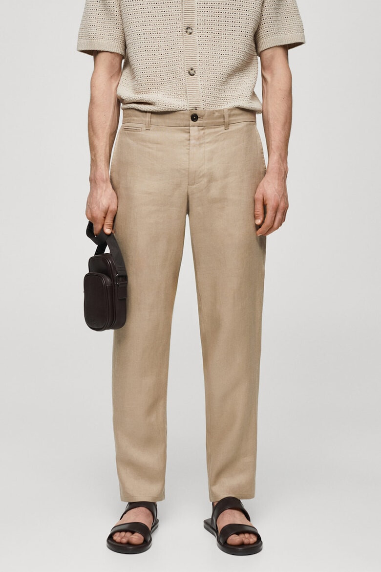 Mango Pantaloni slim fit din in Oyster - Pled.ro