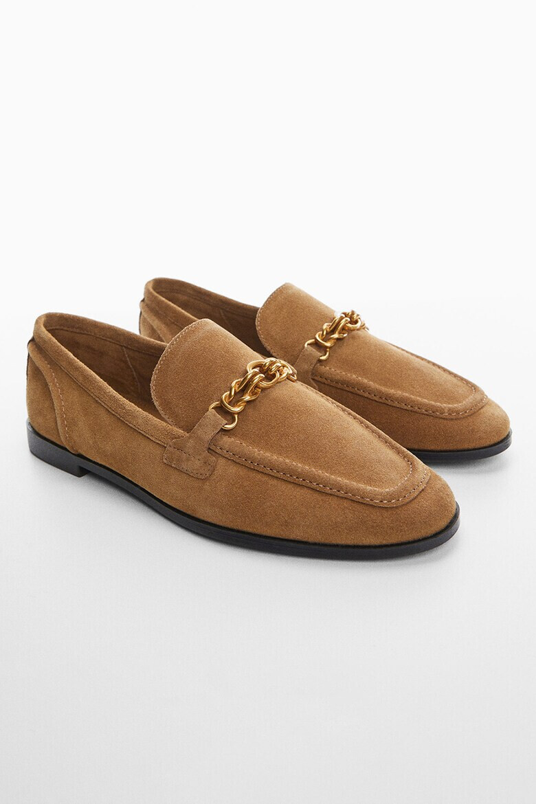 Mango Pantofi loafer de piele intoarsa cu aplicatii lant Halo - Pled.ro