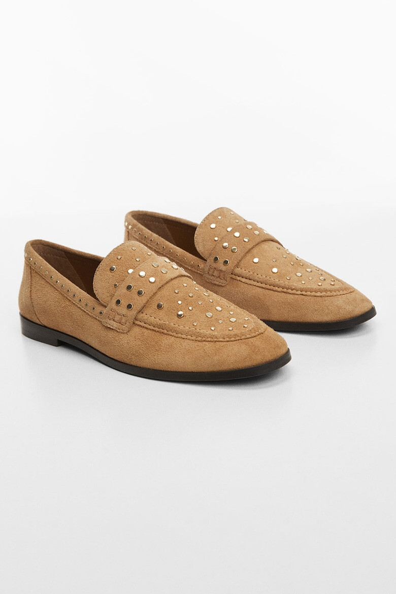 Mango Pantofi loafer de piele intoarsa cu nituri metalice Curro - Pled.ro