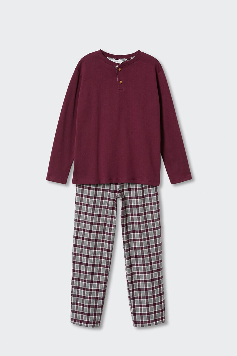 Mango Pijama de bumbac cu pantaloni lungi Alarm - Pled.ro