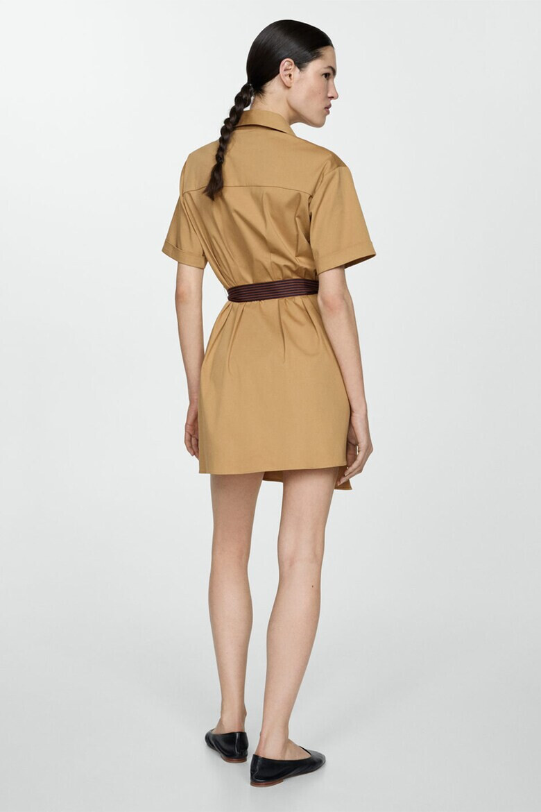 Mango Rochie-camasa cu o curea in talie Camel - Pled.ro