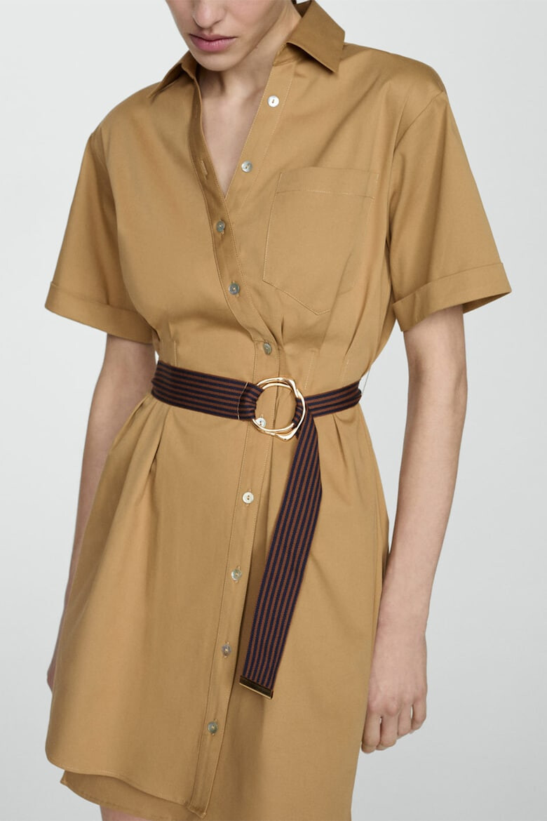 Mango Rochie-camasa cu o curea in talie Camel - Pled.ro