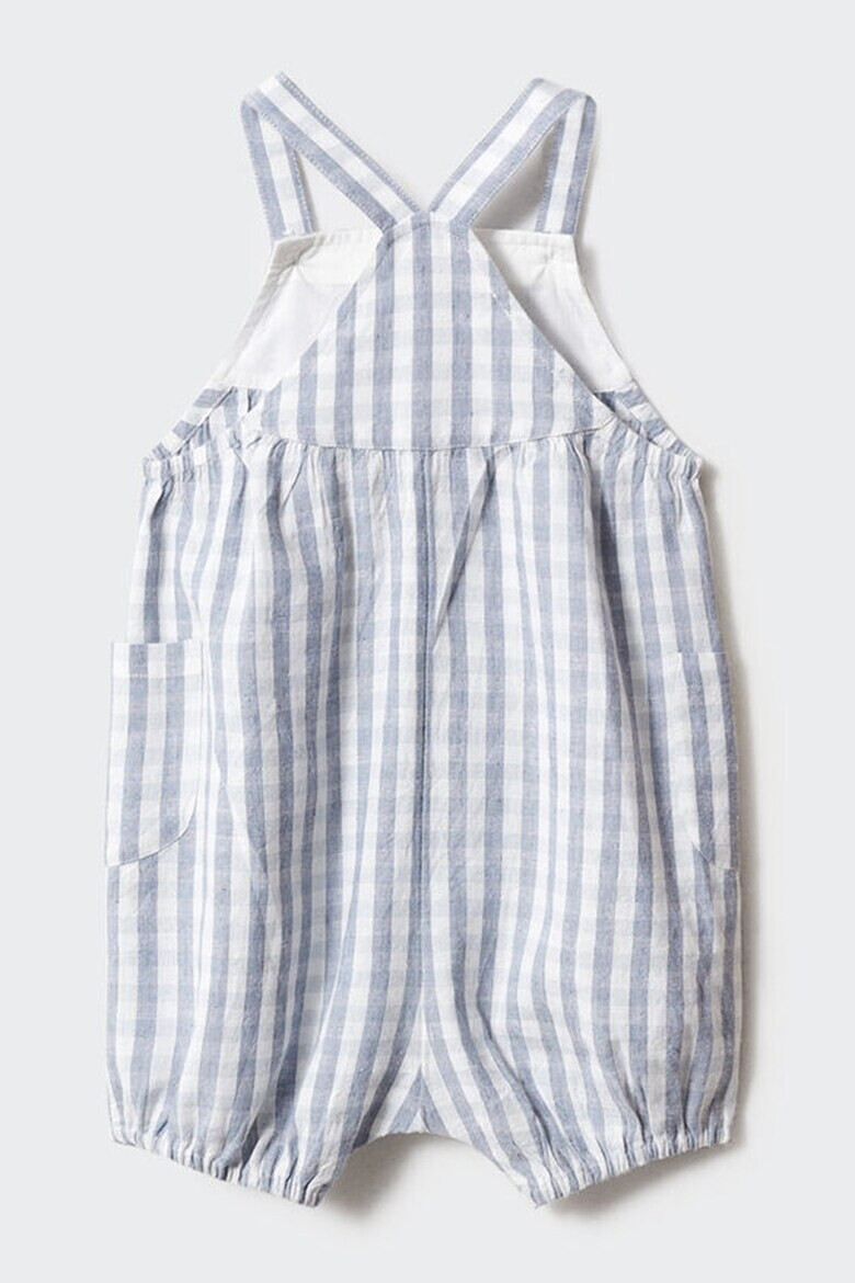 Mango Salopeta din amestec de in cu model gingham si buzunare laterale - Pled.ro