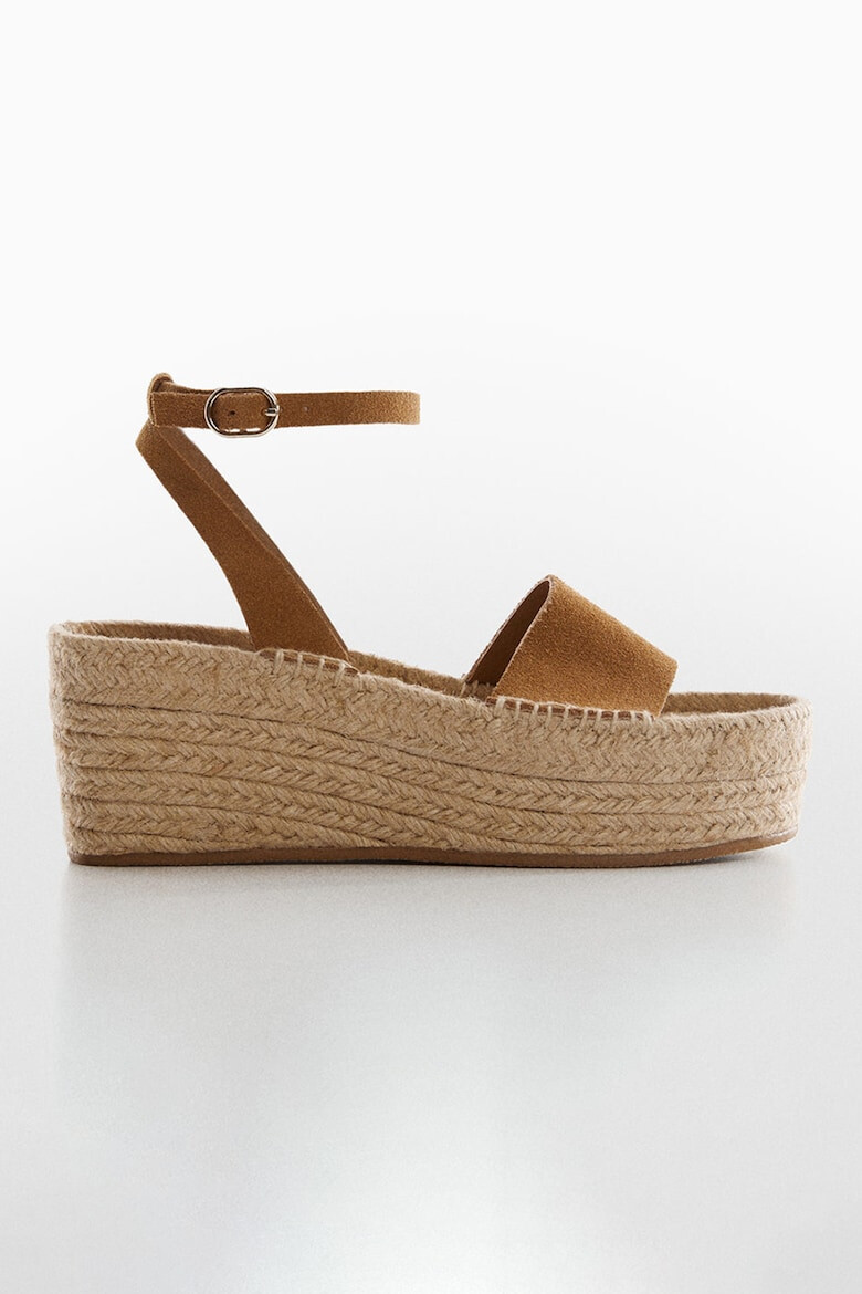 Mango Sandale-espadrile de piele intoarsa cu talpa wedge Ari - Pled.ro