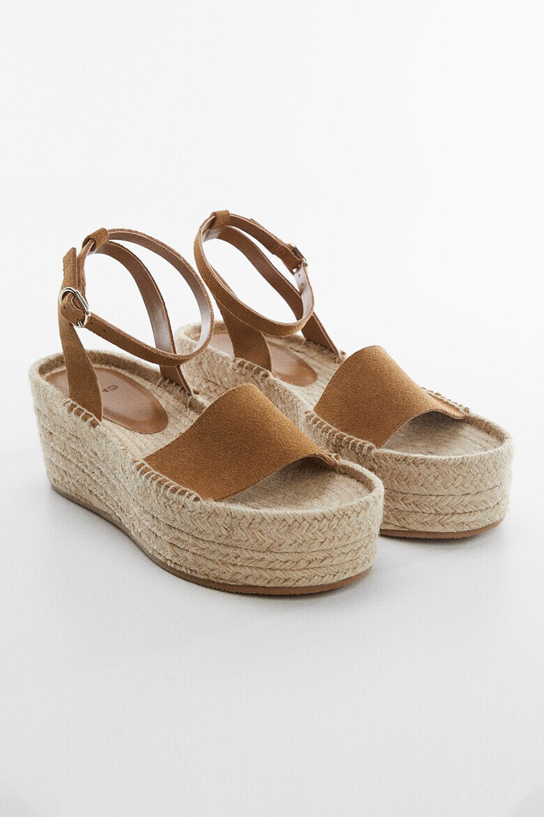 Mango Sandale-espadrile de piele intoarsa cu talpa wedge Ari - Pled.ro