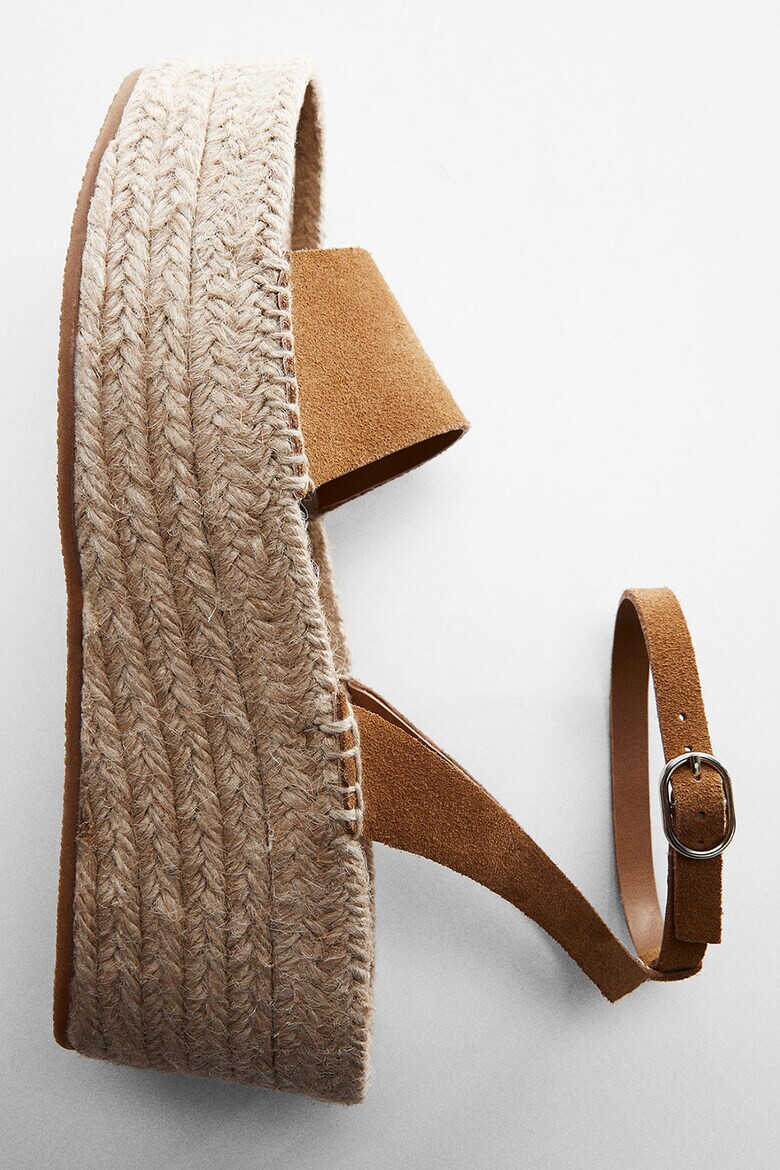 Mango Sandale-espadrile de piele intoarsa cu talpa wedge Ari - Pled.ro