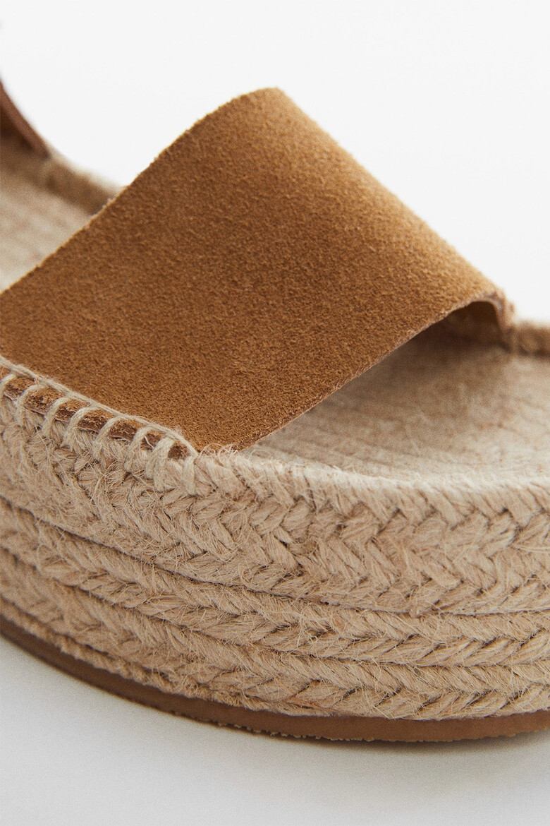 Mango Sandale-espadrile de piele intoarsa cu talpa wedge Ari - Pled.ro