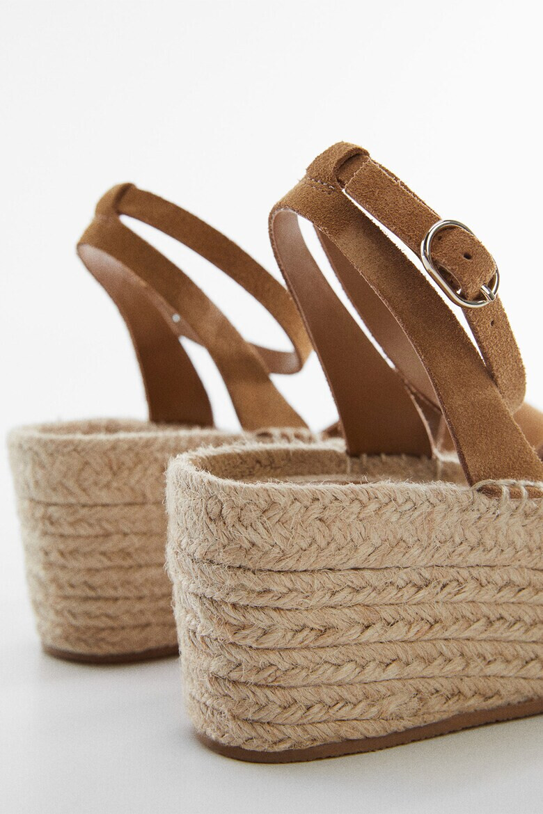 Mango Sandale-espadrile de piele intoarsa cu talpa wedge Ari - Pled.ro