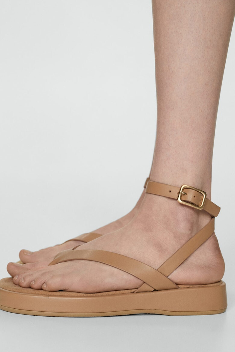 Mango Sandale flatform de piele ecologica cu bareta ajustabila pe glezna - Pled.ro