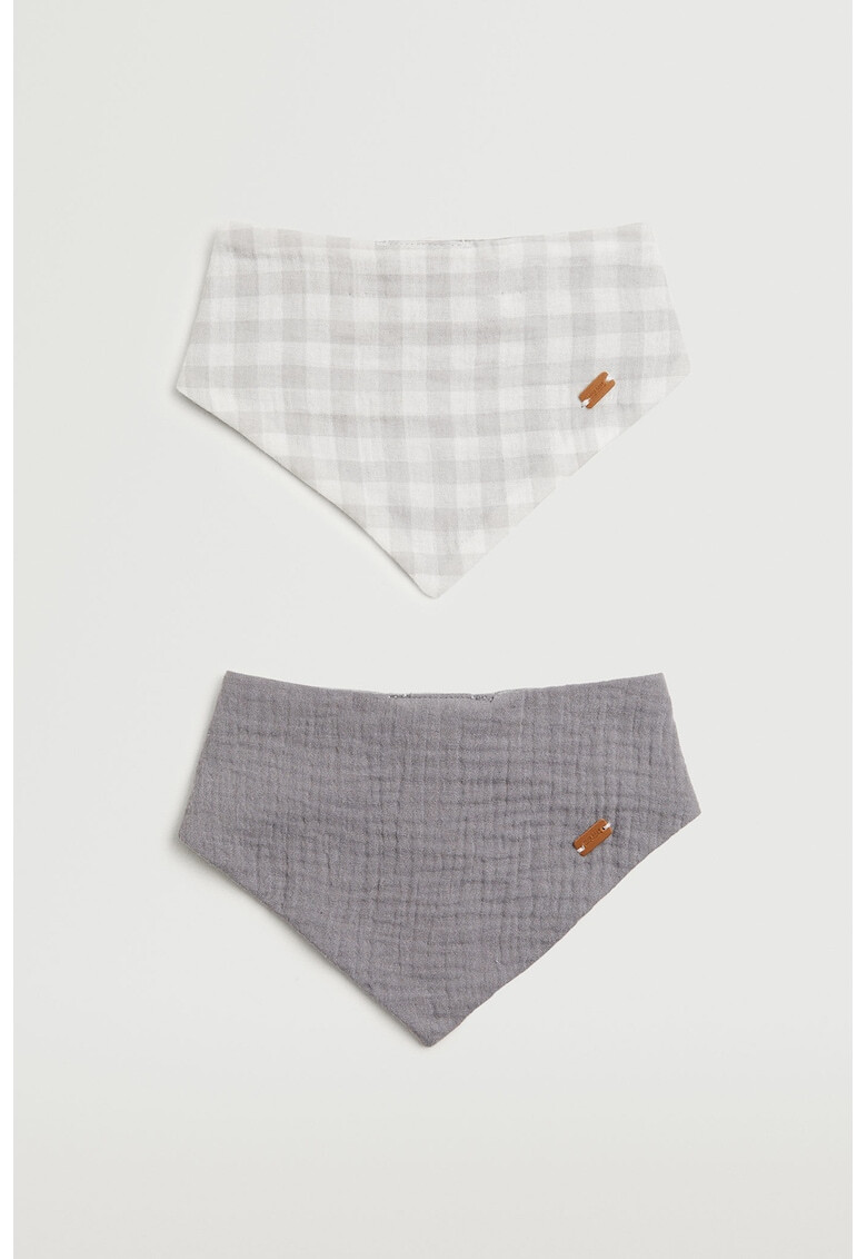 Mango Set de bavetele uni si cu model gingham - 2 piese - Pled.ro