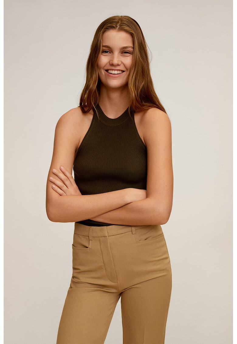 Mango Top cu decolteu halter si aspect striat Estody - Pled.ro