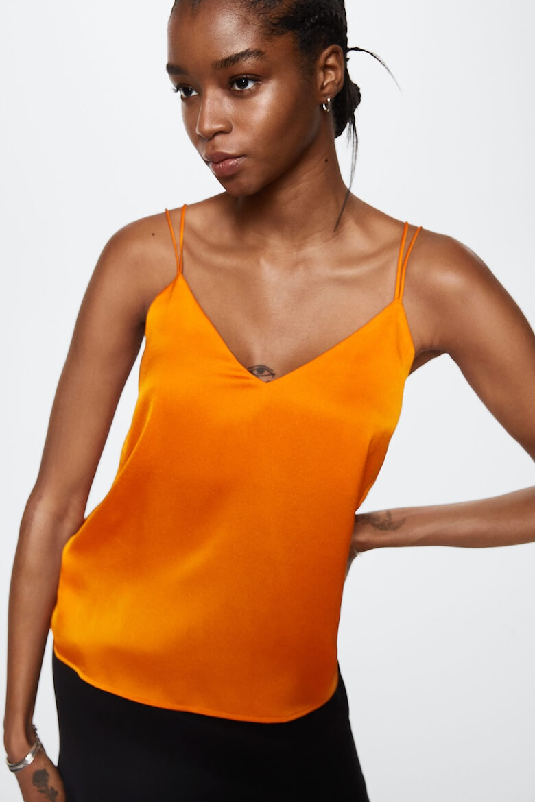 Mango Top de satin cu decolteu in V Magnum - Pled.ro