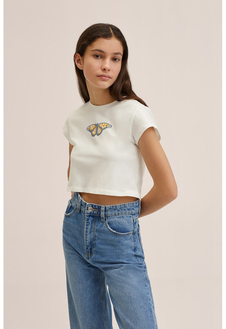 Mango Tricou crop cu decolteu la baza gatului Fly - Pled.ro