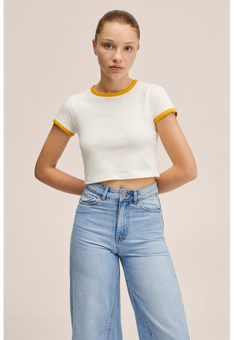 Mango Tricou crop cu detalii contrastante Vivo - Pled.ro