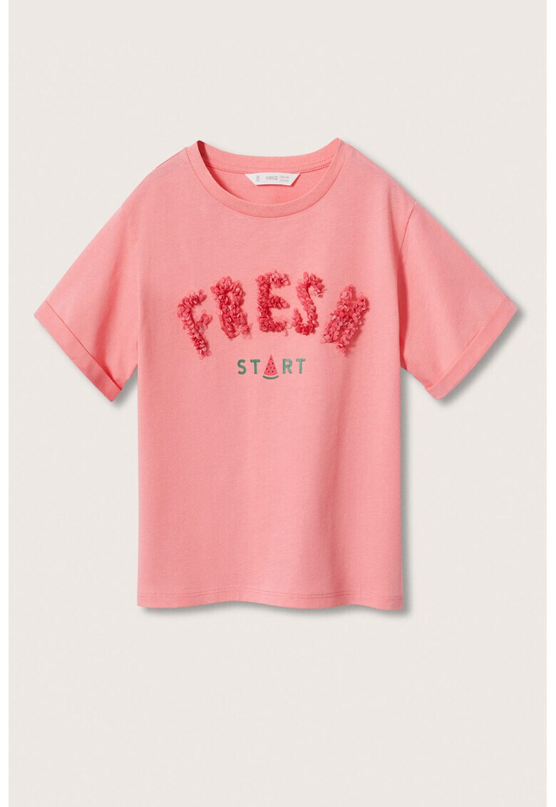 Mango Tricou cu decolteu la baza gatului si detalii texturate Fruits - Pled.ro