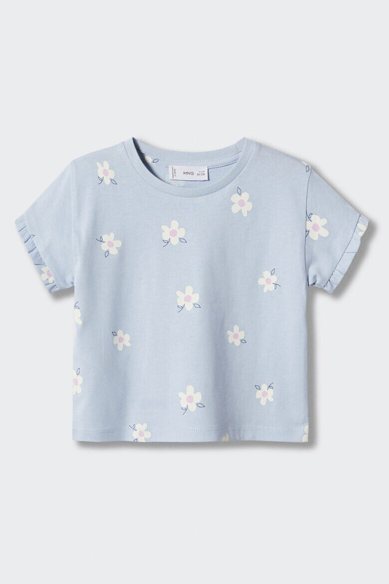 Mango Tricou cu decolteu la baza gatului si imprimeu floral Spring - Pled.ro