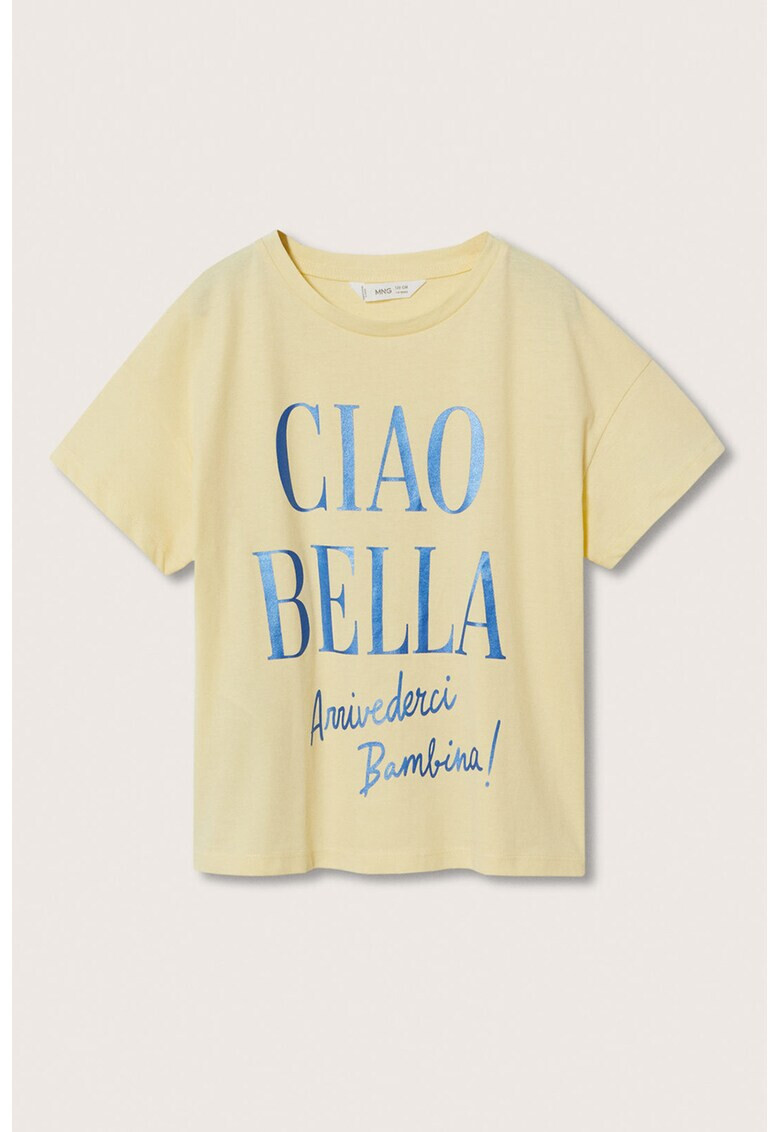 Mango Tricou cu imprimeu text metalizat Bambina - Pled.ro